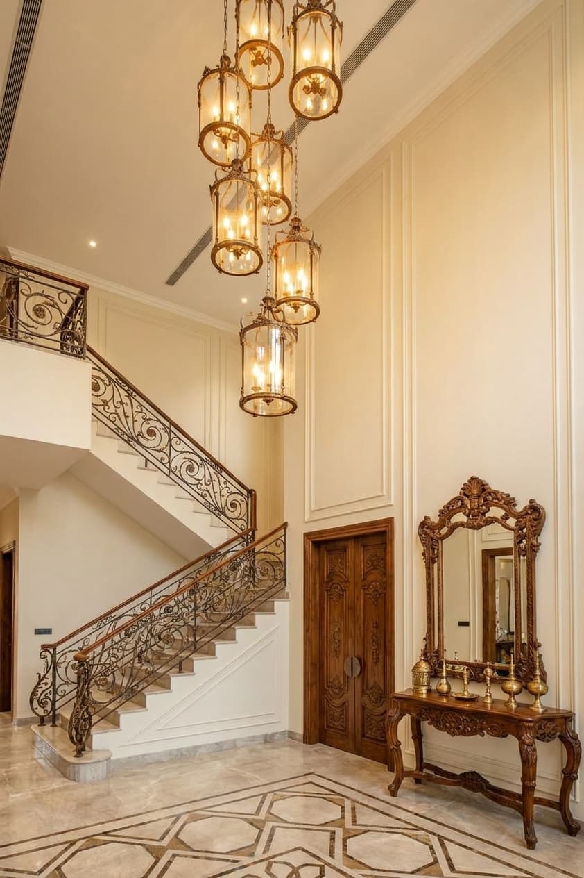 Brass Lantern Cascade in room