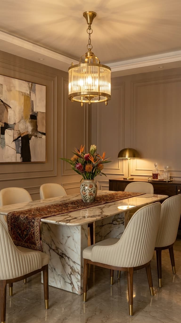 Brass Ribbed Cylinder in room