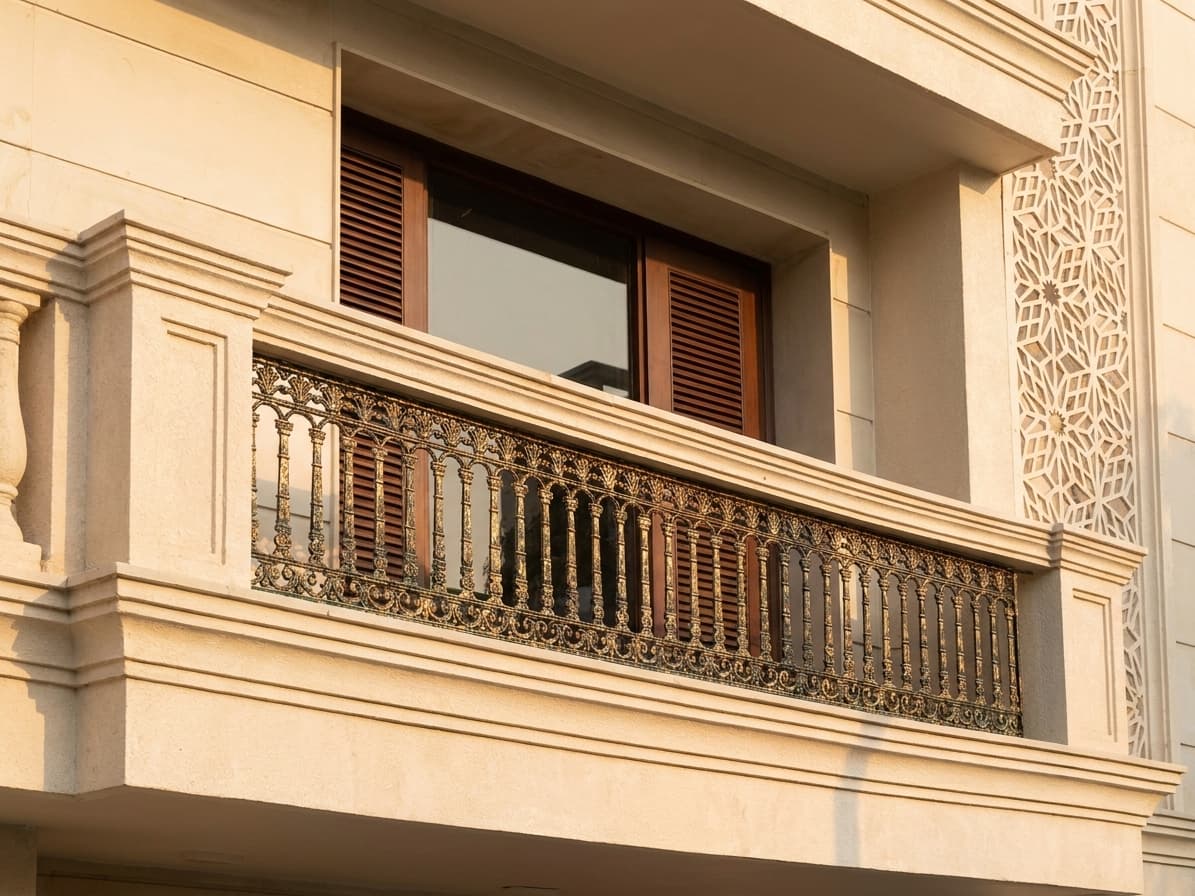 Ornate cast iron balcony railing