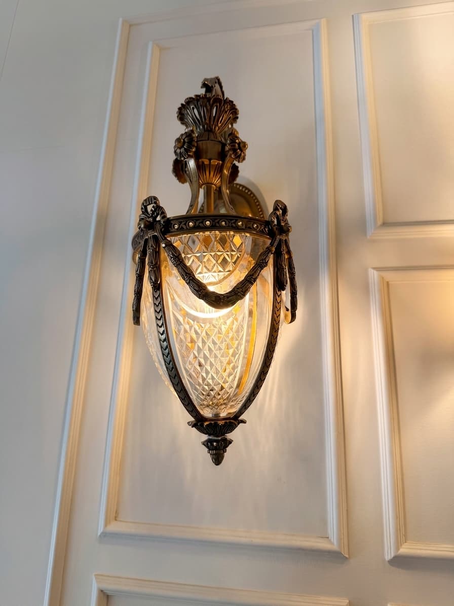 Crystal & brass wall sconce